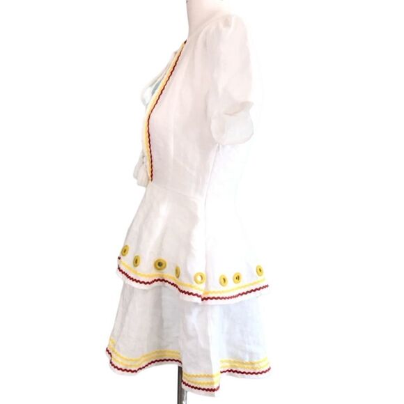 Tularosa Linen Mini Dress Mattie Mini Rick Rack Trim Size Small - Picture 4 of 7